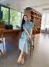 对白复古怀旧拼接牛仔连衣裙女2026夏季新款气质休闲蓝色衬衫裙子 怀旧牛仔蓝 S 实拍图