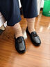 意尔康皮鞋女套脚中年妈妈鞋单鞋软底豆豆鞋女 29383W 黑色 40 实拍图