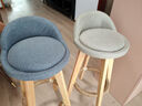 美勒思 吧台椅   实木吧椅酒吧椅子 复古高脚椅前台椅 旋转吧椅子 蓝色麻布配原木腿 实拍图