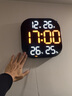 新款创意简约数字大挂钟led大字体电子钟夜光挂墙客厅钟表计时器 黑色白桔【大号】 实拍图