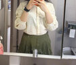 茵曼（INMAN）半身裙女士2025年春季女装新款复古显瘦通勤中长款纯棉长裙子 茶绿色 -18518192 L 实拍图