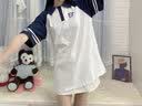 妙奕嘉polo衫女短袖宽松新款夏潮流半袖长款大码胖妹遮臀初高中学生t恤 B黑白撞色宽松polo衫 M 【建议 80-110斤】 实拍图