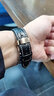 宝灿 真皮手表带男女表带适用于dw天梭浪琴卡西欧阿玛尼天王华为西铁城等通用蝴蝶扣表链 玫金自动扣-黑色白线 20mm 实拍图