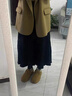 依思 Q（exull）加绒勃肯鞋女2024秋冬百搭加厚保暖棉鞋女一脚蹬韩版防滑雪地靴女 驼色-加绒厚底4.5cm 37 实拍图