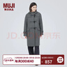 无印良品（MUJI）女式羊毛混牛角扣大衣长款连帽毛呢呢子外套秋冬季外衣女装 灰色 S (155/80A) 实拍图