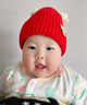 李晨曦（Lichenxi）婴儿帽子秋冬毛线帽可爱超萌保暖防风男童女宝宝搞怪针织冬天儿童 翊鹿角小熊毛线帽—红色 适合3-12个月宝宝头围42-46CM 实拍图