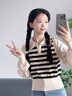 娴妃韩版chic翻领毛衣女设计感别致长袖针织衫气质百搭长袖上衣秋 杏色 M 实拍图