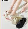 ZHR则则凉拖女夏季外穿交叉绑带拖鞋子女一字带纯色女鞋 实拍图