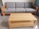 源氏木语全实木沙发新中式小户型橡木沙发现代简约客厅三人位沙发 (原木色)三人位(雾灰)+1.05米茶几 组合 实拍图