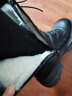 驭狼新款马丁靴女冬季羊毛靴加厚保暖牛皮粗跟中筒防滑英伦中跟棉靴子 黑色 38 实拍图