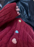 皮尔卡丹酒红色毛衣开衫外套女秋冬法式复古过年本命年短款新年爱心针织衫 酒红色 L-105-120斤 晒单实拍图