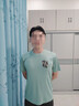 真维斯（Jeanswest）网眼t恤男夏季短袖显瘦百搭半袖青少年透气凉感宽松纯色速干上衣 豆绿（好运常在黑X） L (体重110斤-130斤) 实拍图