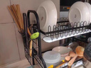 阿马福云厨房置物架碗碟收纳架家用碗筷收纳盒碗柜多层放碗盘碗架沥水架JM 【经典款】双层 黑色（刀架筷筒 实拍图