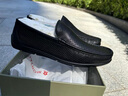 梦特娇男鞋 镂空一脚蹬休闲皮鞋 夏季冲孔透气头层牛皮凉鞋软底豆豆鞋 黑色（皮鞋码） 41 实拍图