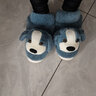 熊猫牛牛 冬季保暖棉拖鞋男包跟卡通家居可爱室内女毛毛厚底月子高帮棉鞋 蓝色 255mm 合适38-39的脚 实拍图
