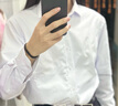 罗蒙（ROMON）加绒加厚白衬衫男长袖秋冬款纯色商务职业工正装衬衣男白色加绒40 实拍图