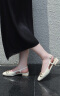 百思图（BASTO）2024夏商场新款时尚真皮舒适低跟一字带后空女凉鞋RX512BH4 米色 36 晒单实拍图