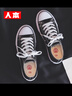 人本女鞋黑色帆布鞋女2025春季新款百搭学生休闲板鞋轻便软底鞋子透气 黑色 36 实拍图