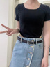 金利来女士自动扣皮带2025年新款韩版时尚真皮腰带可爱淑女牛仔裤牛皮裤 黑色【官方授权 假一罚十】 100cm 实拍图