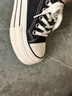 卓诗尼松糕厚底帆布鞋2025秋季新款小白鞋女鞋运动板鞋休闲鞋子 黑色 37 实拍图