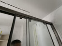 东鹏（DONGPENG）淋浴房三联动推拉门一字形极窄干湿分离玻璃隔断沐浴房含挡水条 枪灰1.7-1.79/2米高|极窄 升级1.0壁厚不锈钢+2cm极窄边框 实拍图