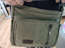 韩版男士帆布单肩包商务英伦男包挂包 休闲户外斜挎包大容量 可定做 印字 军绿色 实拍图