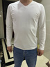 恒源祥长袖t恤纯棉V领男士秋衣纯色春秋打底衫中年爸爸装宽松上衣 白色 L 170【120-135斤穿】 实拍图