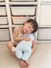 康贝邦新生婴儿枕头纯棉宝宝安抚侧睡靠背枕儿童抱枕兔子枕防惊跳压被包 0-6岁 蓝色小兔 【食品级PE-放心啃咬】 实拍图