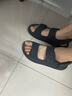 百丽（Belle）男鞋吐司鞋凉拖鞋休闲鞋舒适轻便男士真牛皮沙滩勃肯凉鞋A1452BL4 蓝色【1代升级版】 38 (240mm) 实拍图