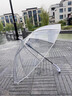 长弯柄半自动透明伞360度全景透明雨伞男女生网红直杆简约防风伞 白色直柄（1米直径）透明边 16骨 实拍图