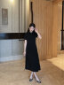 GARNUO黑色Polo领连衣裙子女夏法式高级设计感小众收腰显瘦气质休闲长裙 黑色 S 晒单实拍图