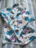 君别 春夏季港风抖音碎花短袖衬衫男chic宽松沙滩度假夏威夷花衬衣 白色 3XL 实拍图