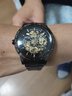 澳利时（AOLISHI）手表男全自动机械表镂空防水男士手表时尚潮流学生夜光休闲男腕表 黑壳黑面金机芯-黑钢带 实拍图