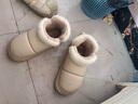 细细条（XIXITIAO）少女蝴蝶结短筒雪地靴女冬季加绒加厚保暖防水PU棉鞋可爱 米白色 40 40-41 实拍图