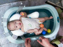 劳可里尼（NOCOLLINY）婴儿洗澡盆可折叠 儿童浴盆大号可坐可躺 宝宝洗澡桶新生儿童用品 【数显感温-送货上门】晨曦绿 实拍图