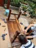 喵喵藤 室外露天阳台桌椅实木喝茶桌椅三件套庭院碳化防腐木户外桌椅组 长120cm（一桌二椅） 实拍图