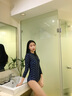 安与·洛施琪 韩版新款长袖防晒三角连体泳衣女显瘦浮潜保守温泉遮肚 黑色 M (  建议80-95斤 ) 实拍图