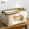 圆本布艺衣服收纳篮桌面零食玩具杂物整理盒大容量储物筐折叠置物篮子 加厚黄麻布标小号 实拍图