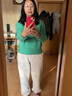 尚都比拉内搭圆领毛衣女秋冬打底衫慵懒风加厚小个子针织衫 青柠绿 均码  实拍图