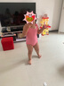 弈姿女童泳衣连体游泳衣小童三角温泉泳装 EZI18G002 粉白格 120cm 实拍图