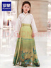 罗蒙女童马面裙汉服新中式儿童古风端午国风演出服 青绿色套装 150 实拍图