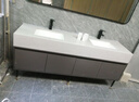公共卫生间大理石双盆浴室柜组合落地式洗漱台洗脸盆套装支持定制 1.2米双盆带柜体配智能镜 实拍图