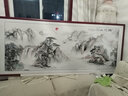 良品大师山水画办公室挂画中式客厅装饰画万里长城靠山图茶室字画风景壁画 聚宝盆锦绣山川A2 95*251cm宣纸锦绫+有机玻璃+红褐色实木框（大气款） 实拍图