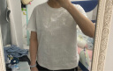 百图betu女装2024夏季新款T恤减龄气质圆领蕾丝珍珠短袖T恤女2403T18 白色 L（白色预售06/29发货） 晒单实拍图