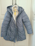 菲妮迪（FINITY）品牌90白鹅绒羽绒服冬季连帽时尚保暖中长款外套女 灰蓝色 L 实拍图