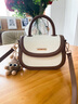 高级感真皮包包女包2025新款斜挎包轻奢手提包单肩包百搭马鞍包 米白拼咖【无挂件】高档通勤实用 实拍图