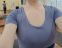 徽昂运动套装女瑜伽服跑步健身服速干夏季t恤含胸垫拼色短袖长裤蓝L 实拍图