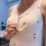 Mom Jane哺乳背心吊带纯棉孕妇装春秋款打底衫内搭喂奶月子服内衣免穿文胸 粉印樱桃（莫代尔棉-可拆罩杯） M(建议体重85-100斤) 实拍图