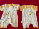 舒贝怡2件装婴儿衣服夏季薄款新生儿连体衣短袖哈衣儿童爬服黄色59CM 实拍图