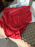 蜜桃杯 真丝内裤女100%桑蚕丝夏季高腰大码透气光滑收腹三角蕾丝短裤 红色 1条 M 实拍图